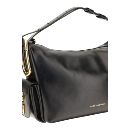 Bolso de hombro negro de piel XT & Co con logo J Marc dorado y correa ajustable