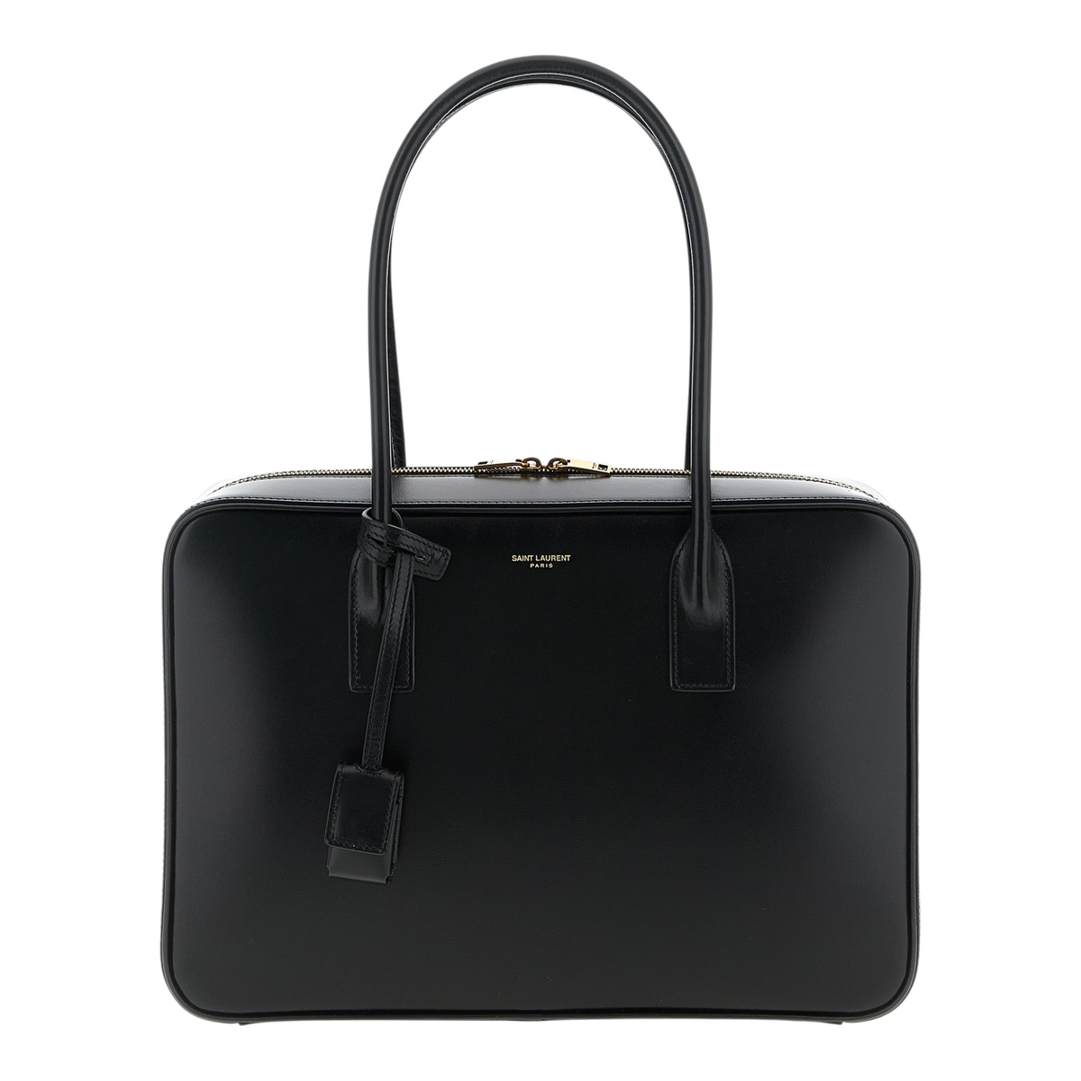 Bolso de hombro XT & Co Saint Laurent Sac de Jour en piel de becerro negra con asas tubulares y candado extraíble.