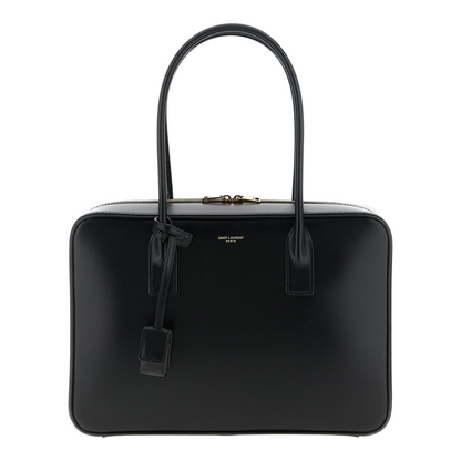Bolso de hombro XT & Co Saint Laurent Sac de Jour en piel de becerro negra con asas tubulares y candado extraíble.