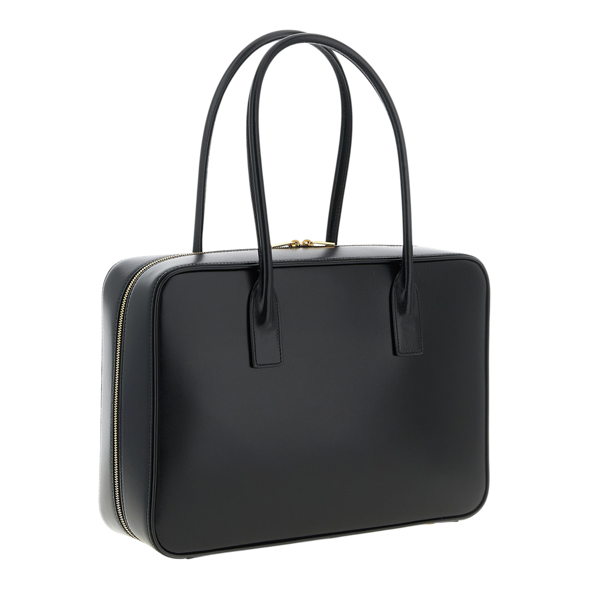 Bolso de hombro XT & Co Sac De Jour en piel de becerro negra con asas tubulares y cremallera dorada