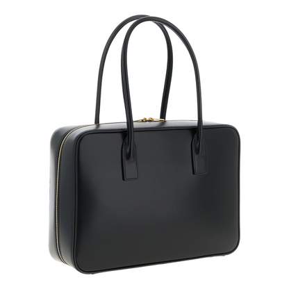 Bolso de hombro XT & Co Sac De Jour en piel de becerro negra con asas tubulares y cremallera dorada