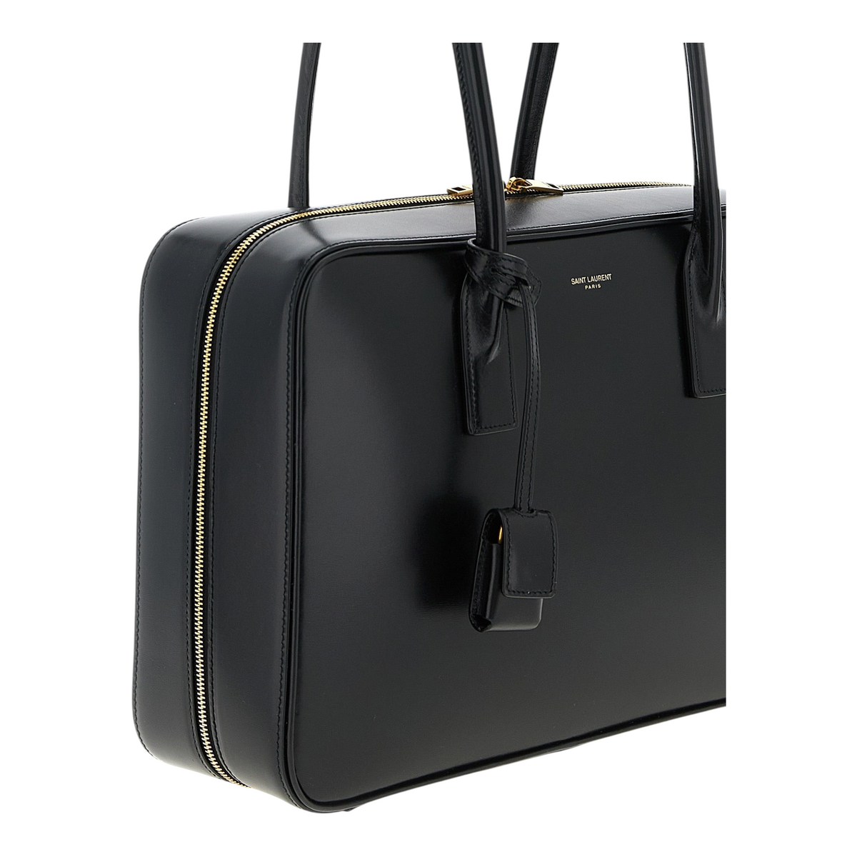Bolso de hombro XT & Co Saint Laurent Sac de Jour negro en piel de becerro con cremallera dorada y candado