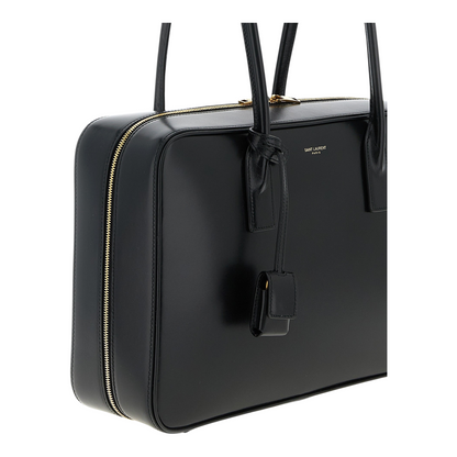 Bolso de hombro XT & Co Saint Laurent Sac de Jour negro en piel de becerro con cremallera dorada y candado