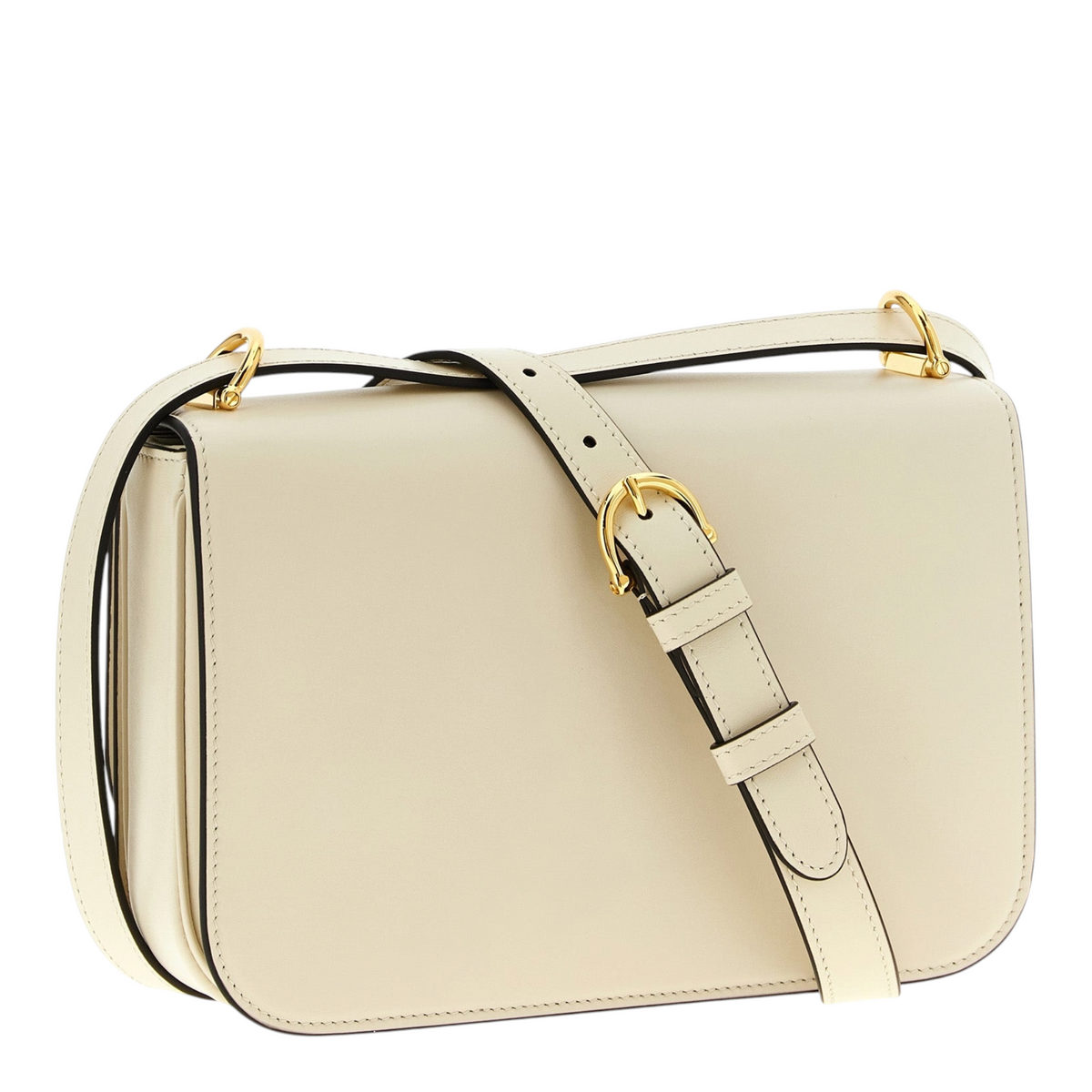 Bolso bandolera Siena de XT & Co en piel de becerro blanca con detalle de medio horsebit metálico y correa ajustable