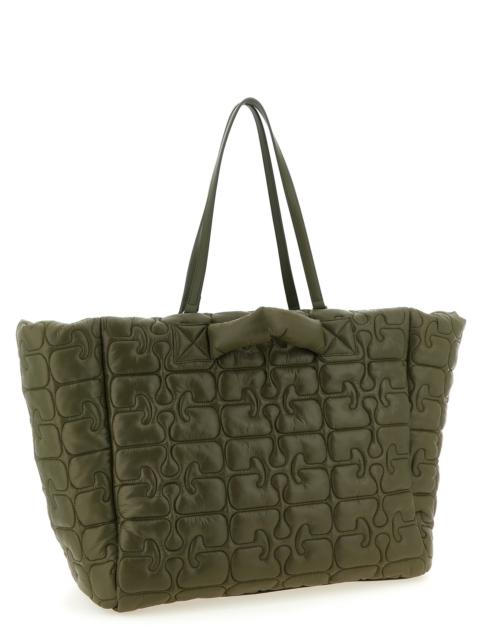 Ganni Green Quilted Re-Tech XXL  Tote Bag