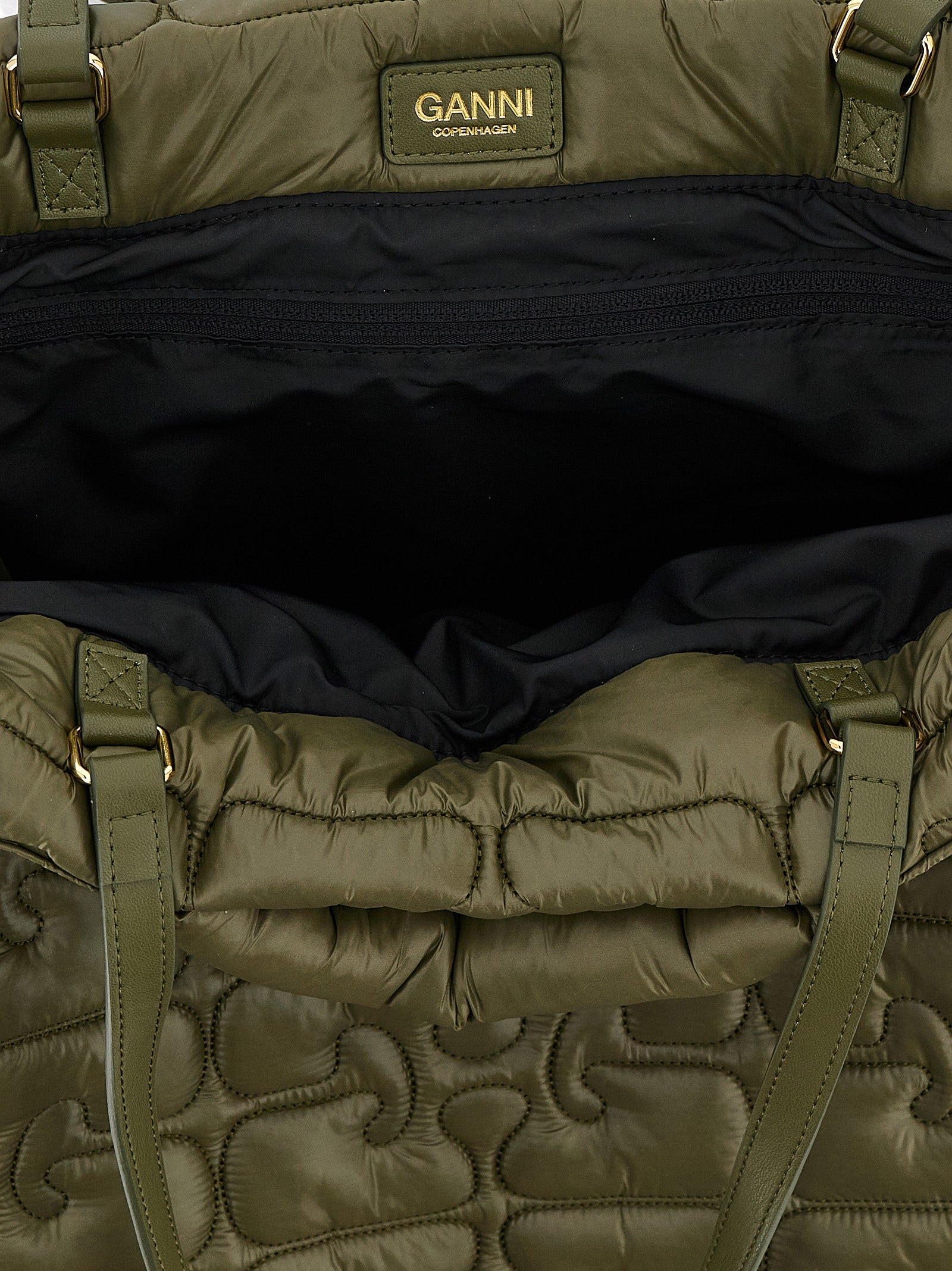 Ganni Green Quilted Re-Tech XXL  Tote Bag