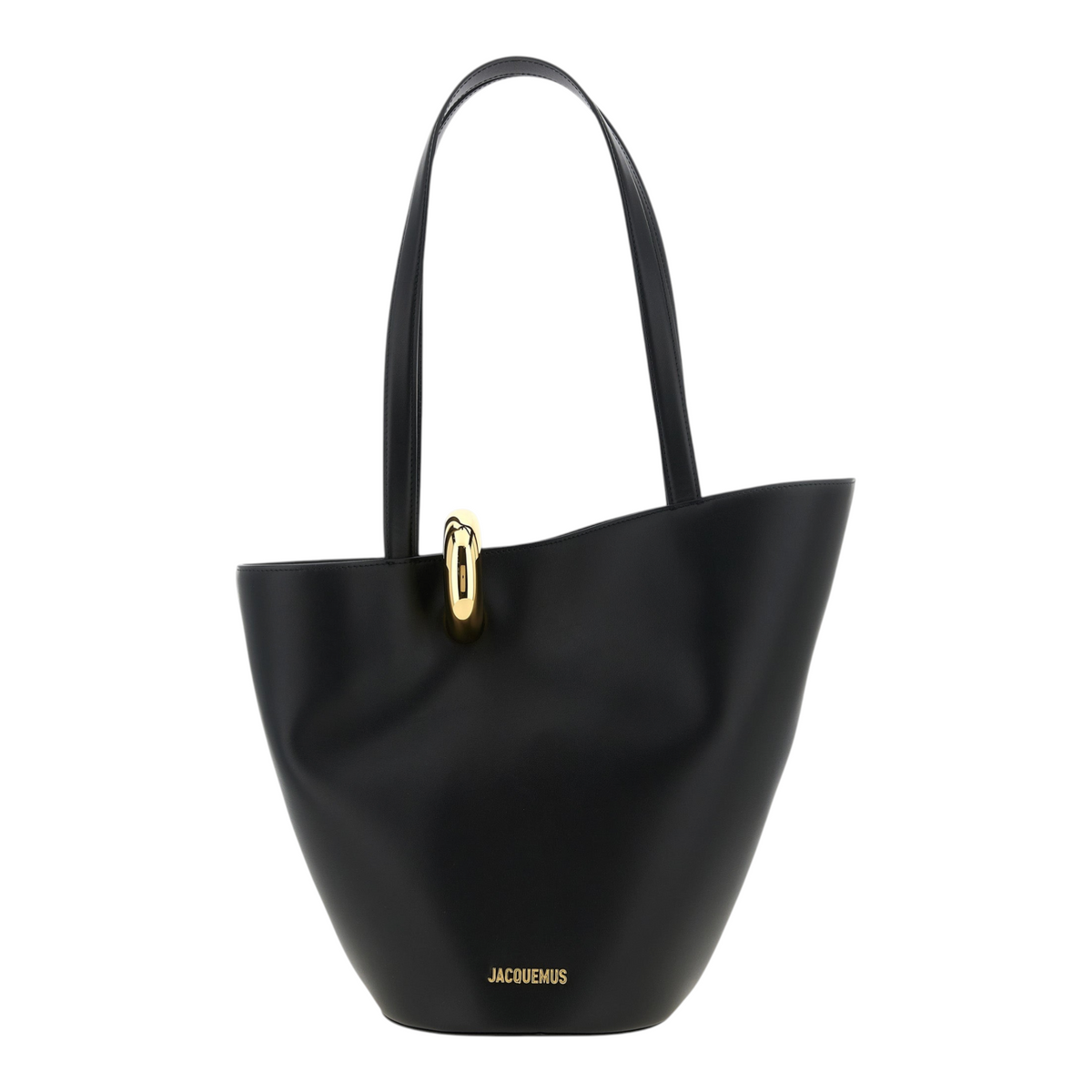 Bolso de hombro XT & Co Le Bambola Moyen en piel negra con forma asimétrica y cierre de anilla dorada