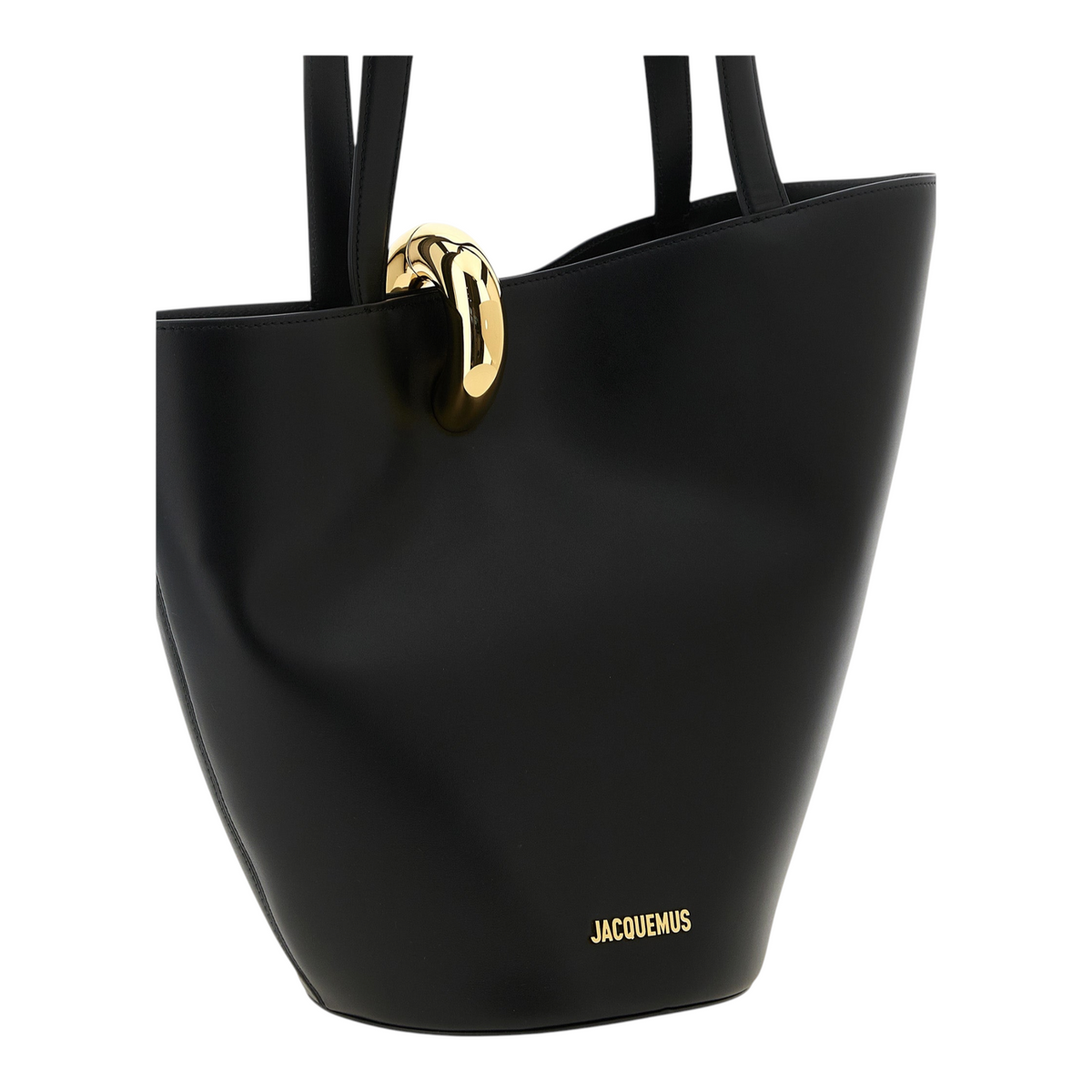 Bolso de hombro XT & Co Le Bambola Moyen en piel negra con forma asimétrica y cierre de anillo dorado