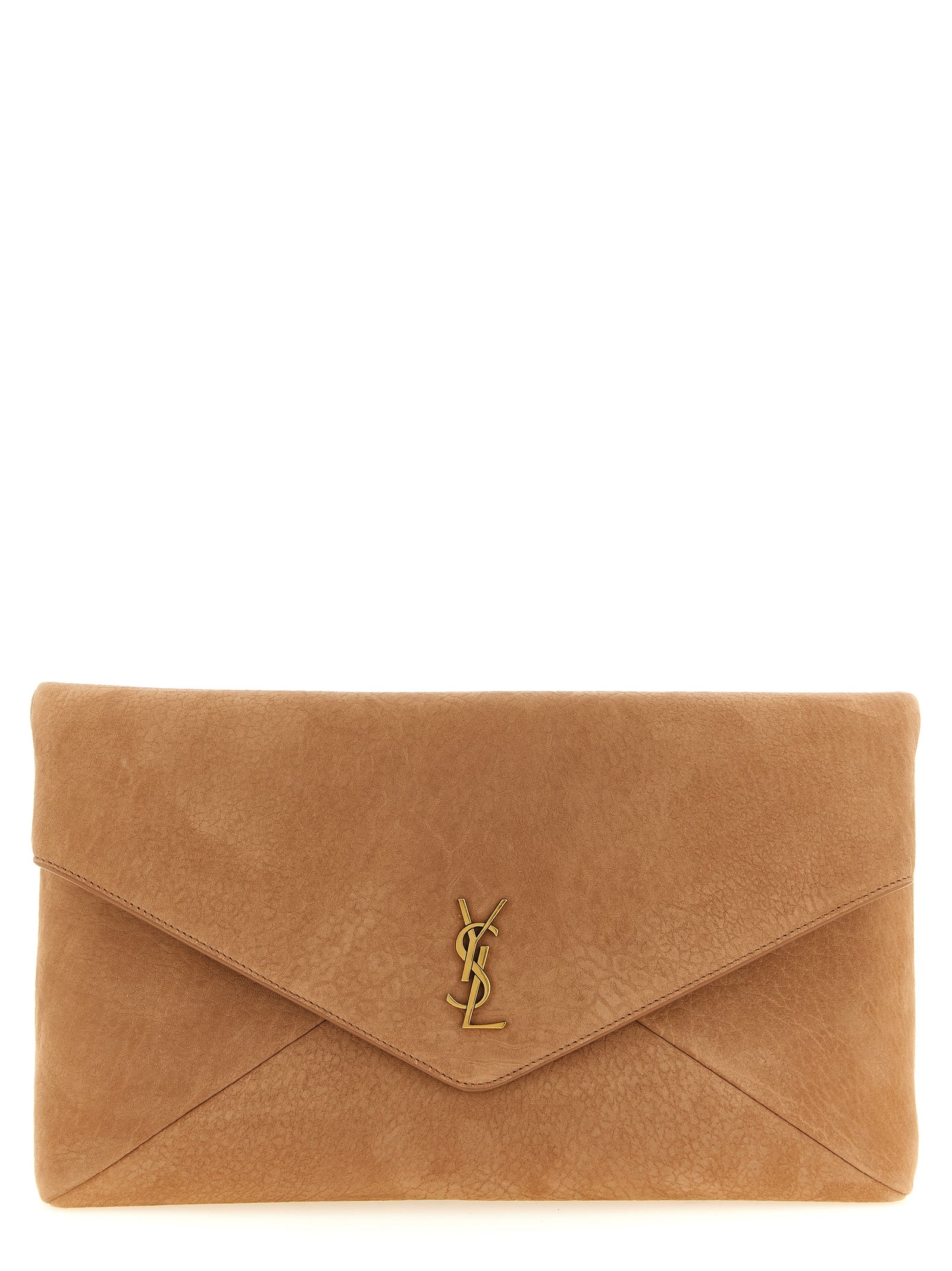 Saint Laurent Brown Envelope Maxi Clutch Bag