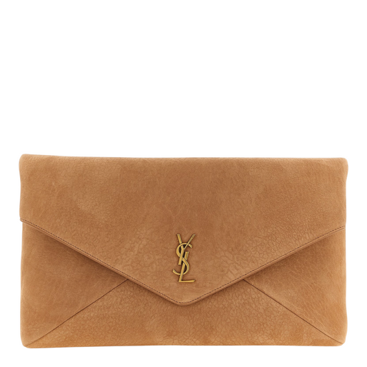 Saint Laurent Envelope Maxi Clutch Marrón