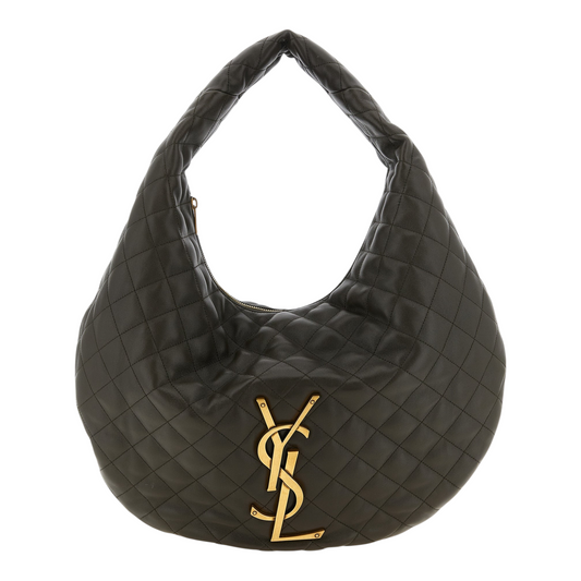 Saint Laurent Hobo Icare Brown Checkered Leather