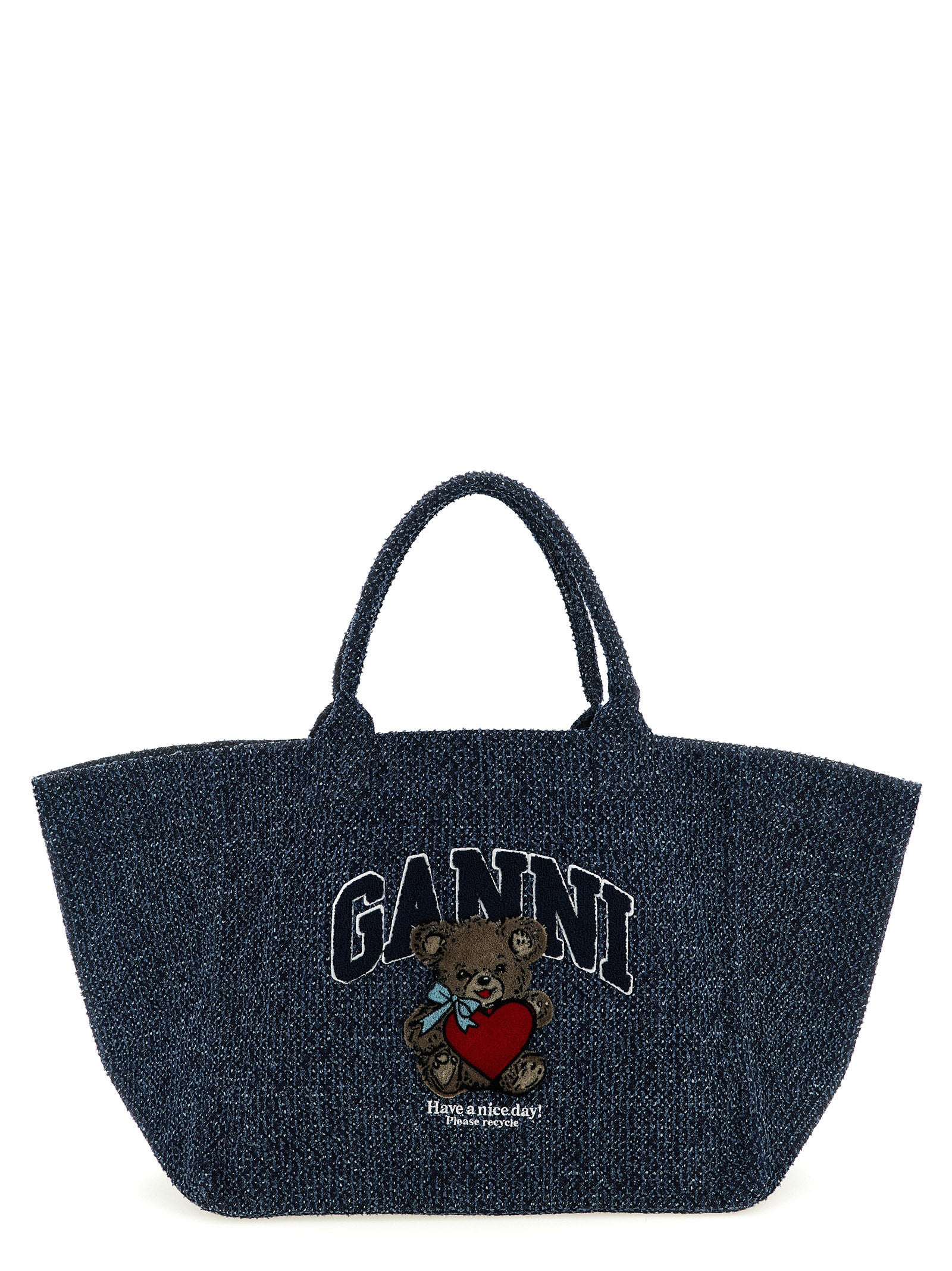 Ganni Blue XXL Bear Tote Bag