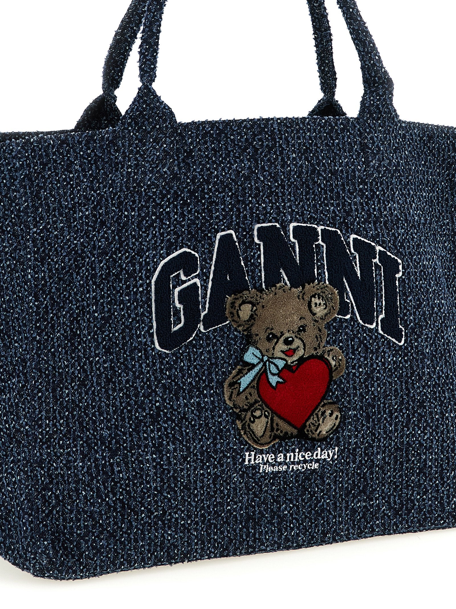 Ganni Blue XXL Bear Tote Bag