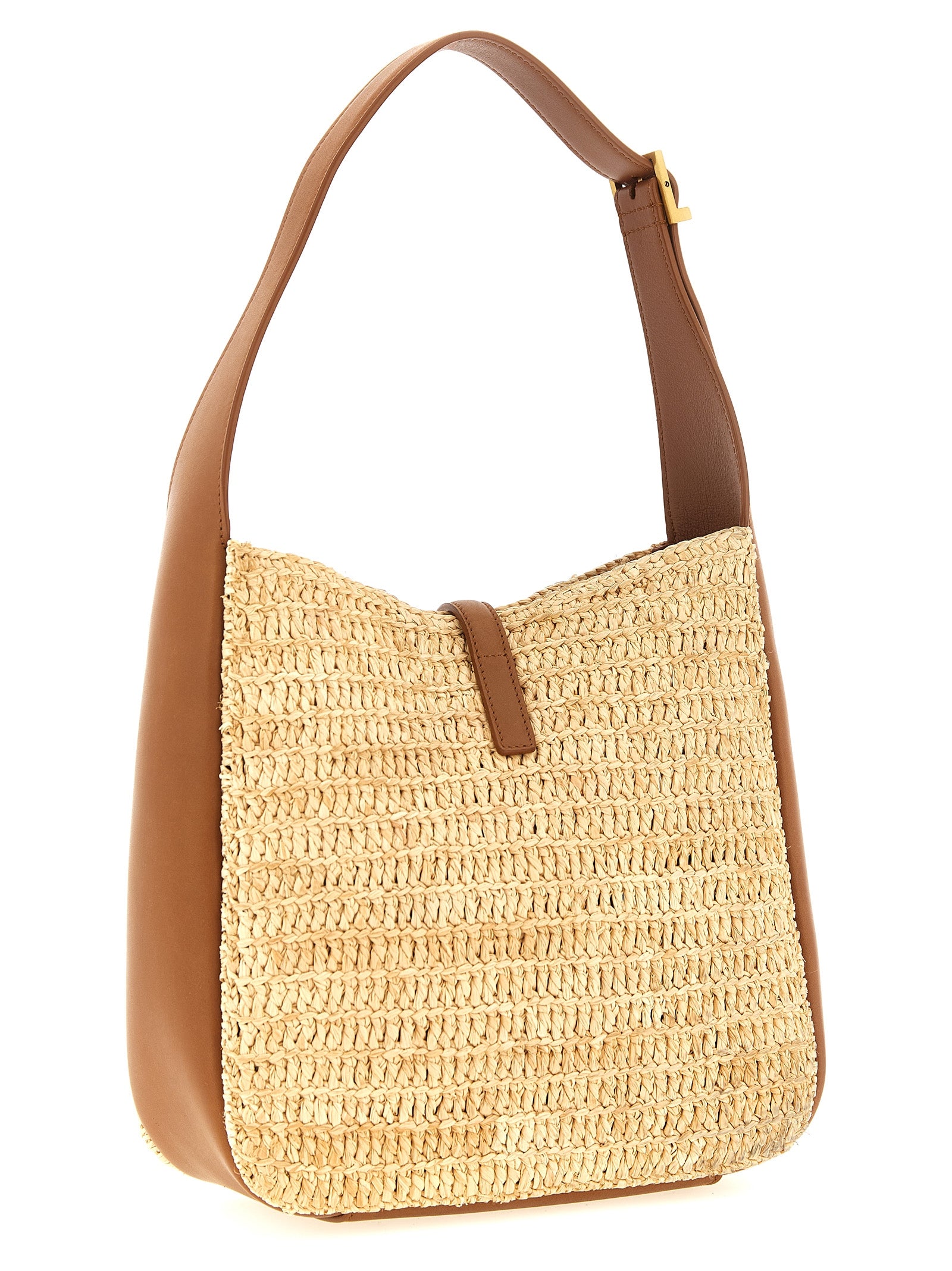 Saint Laurent  Woven Raffia Le 5 à 7 Raffia Shoulder Bag