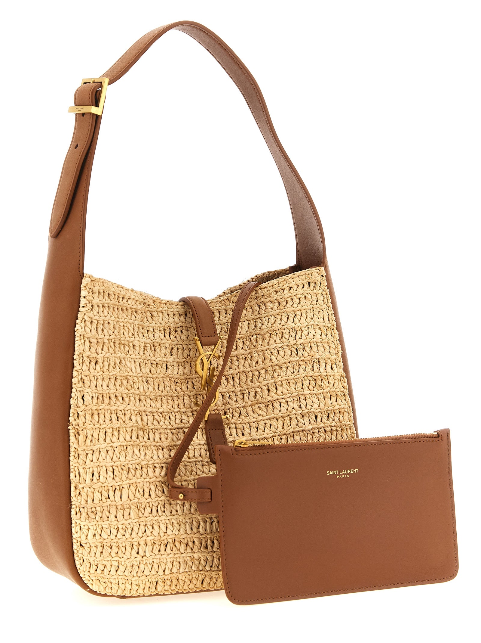 Saint Laurent  Woven Raffia Le 5 à 7 Raffia Shoulder Bag