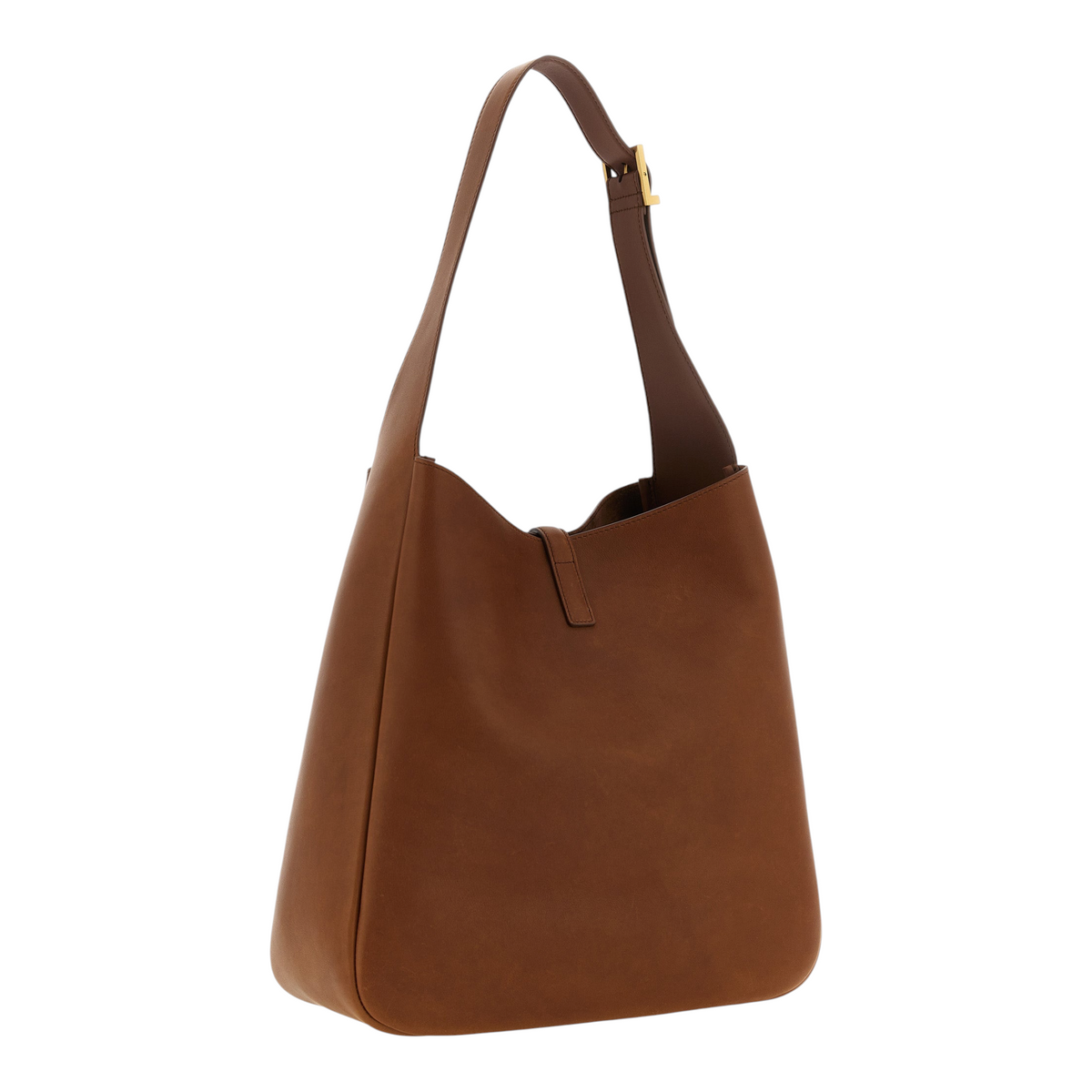 Bolso de hombro XT & Co Le 5 à 7 grande en piel de becerro marrón suave con cierre Cassandre envejecido
