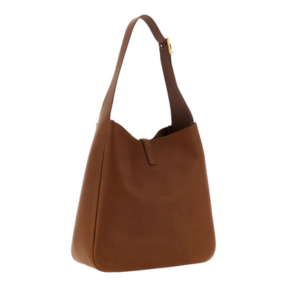 Bolso de hombro XT & Co Le 5 à 7 grande en piel de becerro marrón suave con cierre Cassandre envejecido
