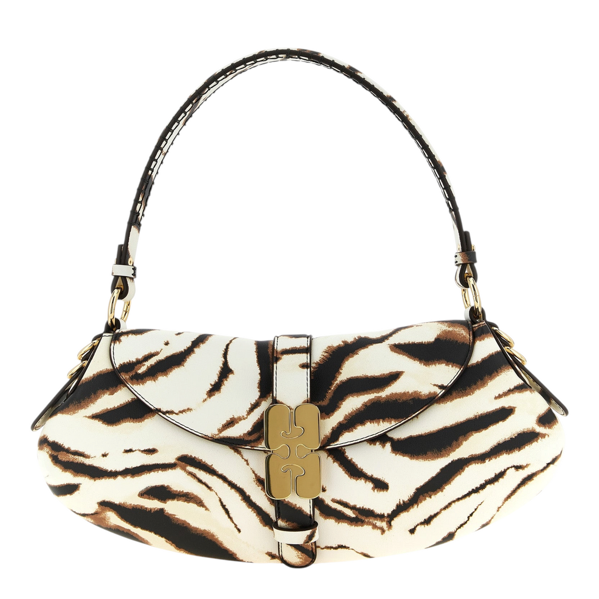 Ganni B-Kat Bolso de Hombro Animal Print