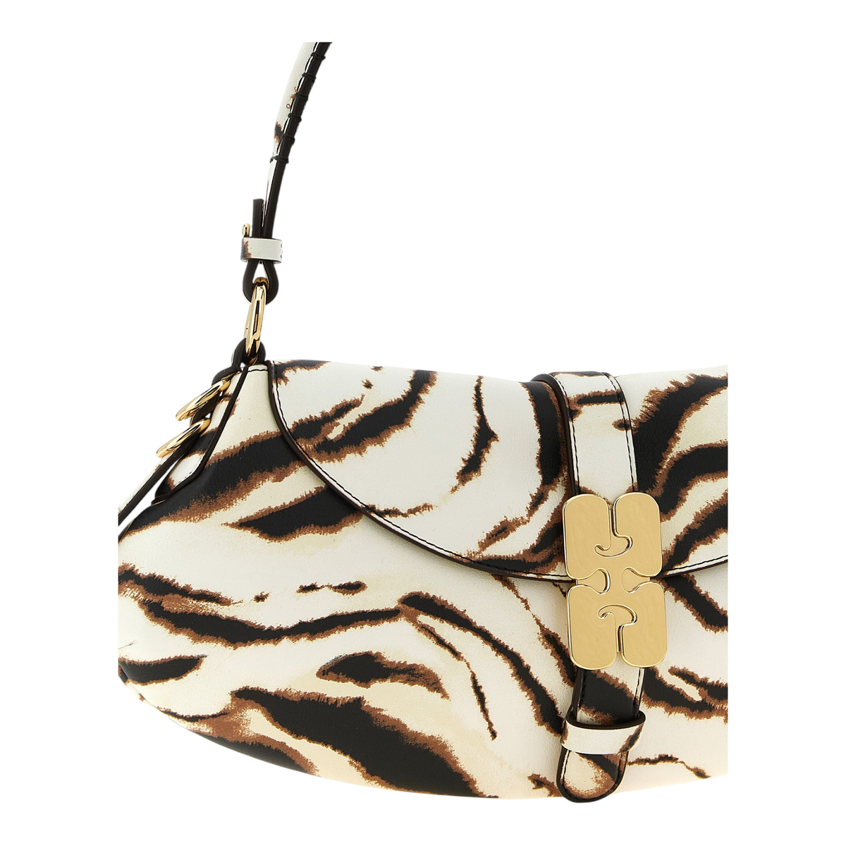 Ganni B-Kat Bolso de Hombro Animal Print