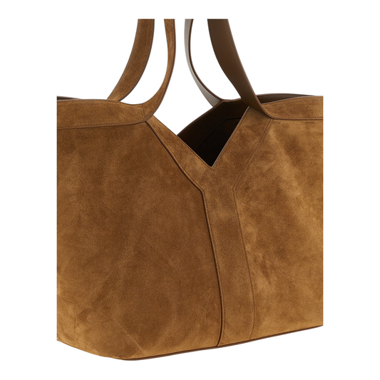 Bolso tote pequeño de ante marrón de XT & Co con detalle de inserción en Y y asas dobles fijas