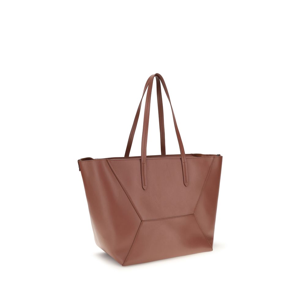 Brunello Cucinelli Brown Leather Tote Bag