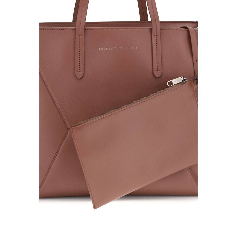 Brunello Cucinelli Brown Leather Tote Bag