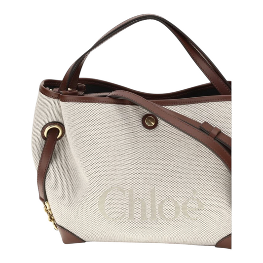 Chloé Clover Handbag Beige Cotton