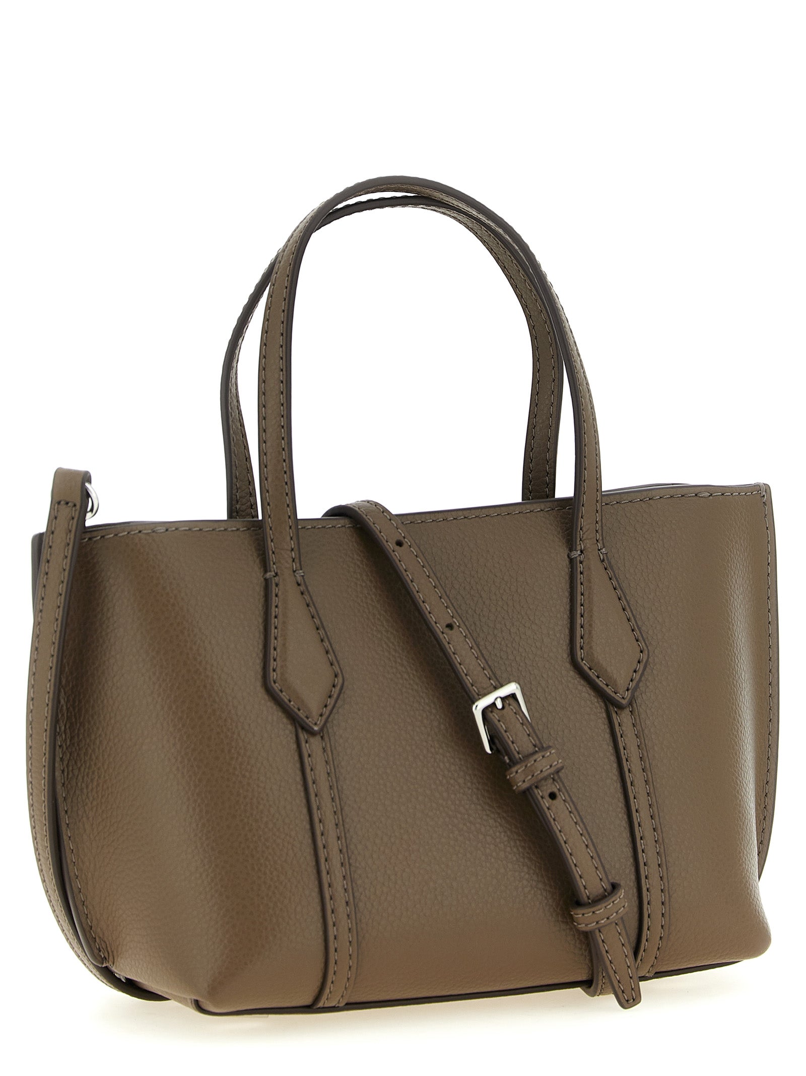 Tory Burch Brown  Perry Mini Hammered  Tote Bag