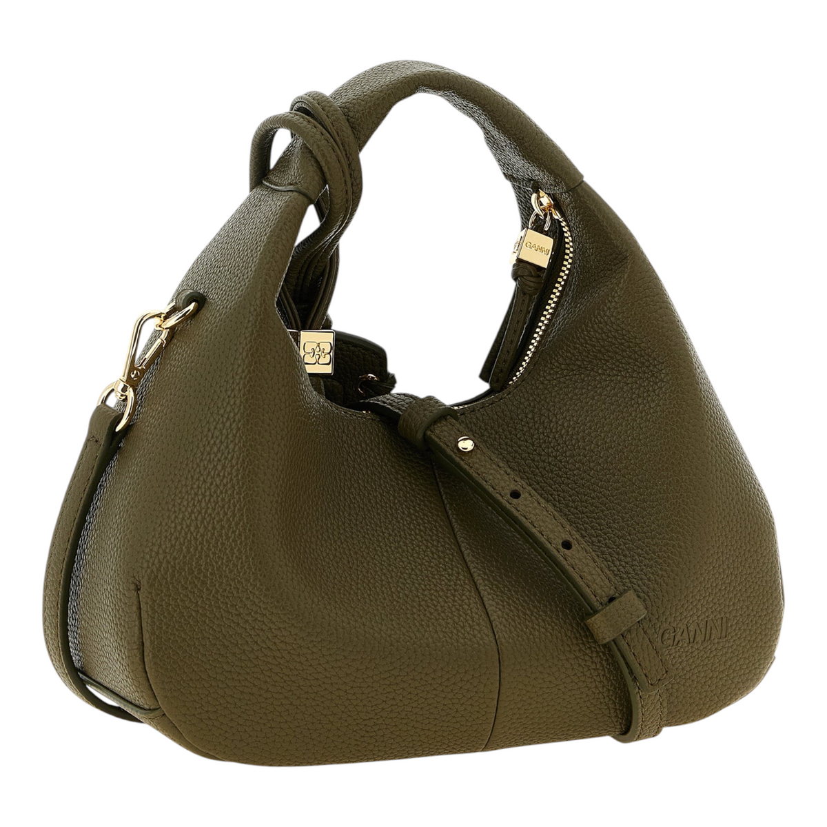 Bolso mini hobo verde de XT & Co con acabado de piel sintética martillada, asa superior y detalle de logo Butterfly.