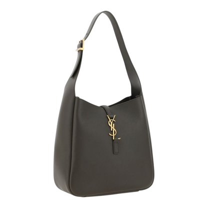 Bolso de hombro XT & Co Le 5 à 7 en piel granulada negra con cierre de gancho con el logotipo YSL dorado