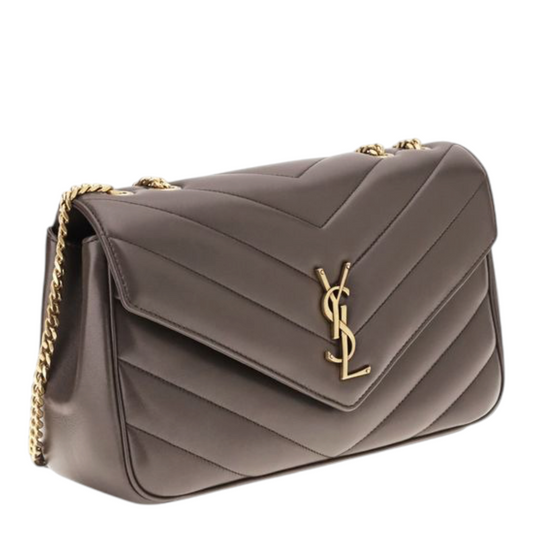 Saint Laurent LouLou Shoulder Bag Gray Leather