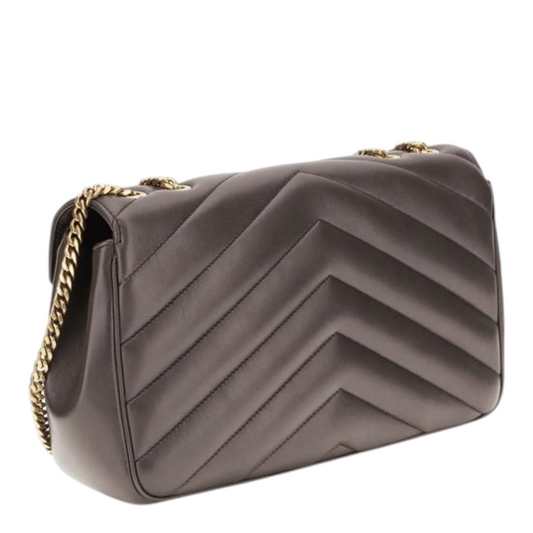 Saint Laurent LouLou Shoulder Bag Gray Leather
