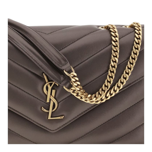 Saint Laurent LouLou Shoulder Bag Gray Leather