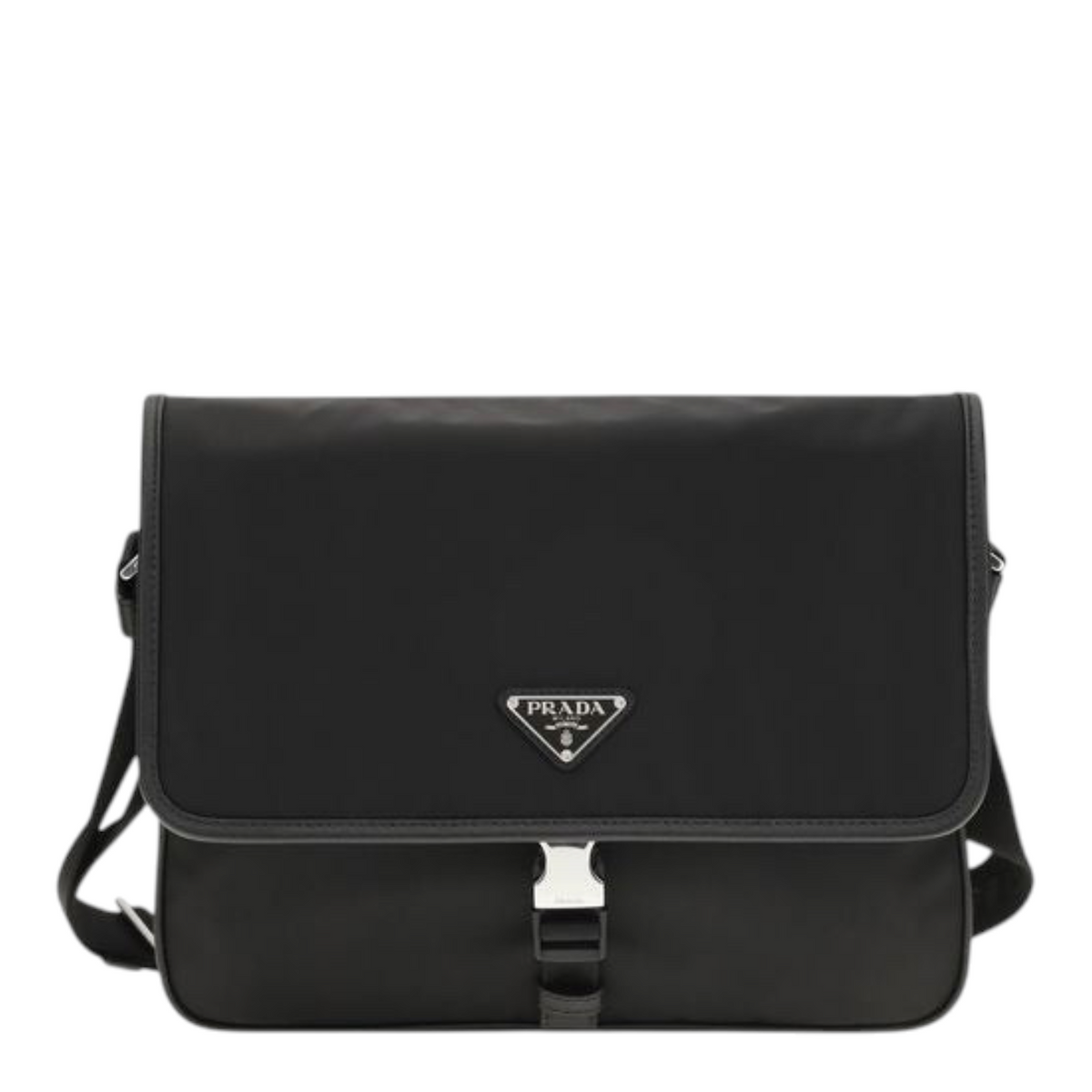 Bolso de hombro XT & Co Prada en nailon reciclado negro con detalles de piel Saffiano y logo triangular esmaltado