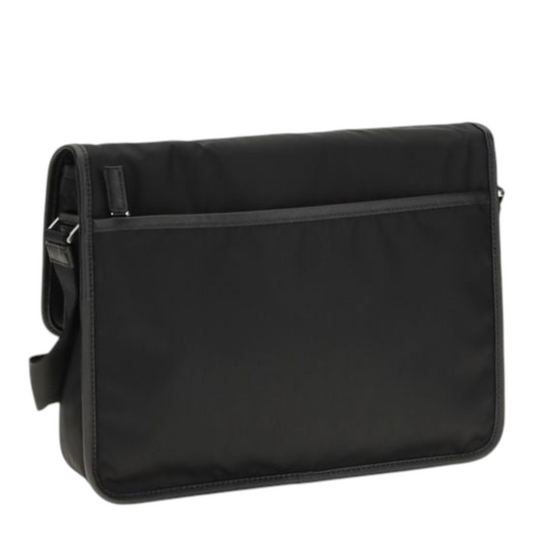 Bolso de hombro XT & Co en nylon negro reciclado con detalles de cuero Saffiano y bolsillo trasero con cremallera