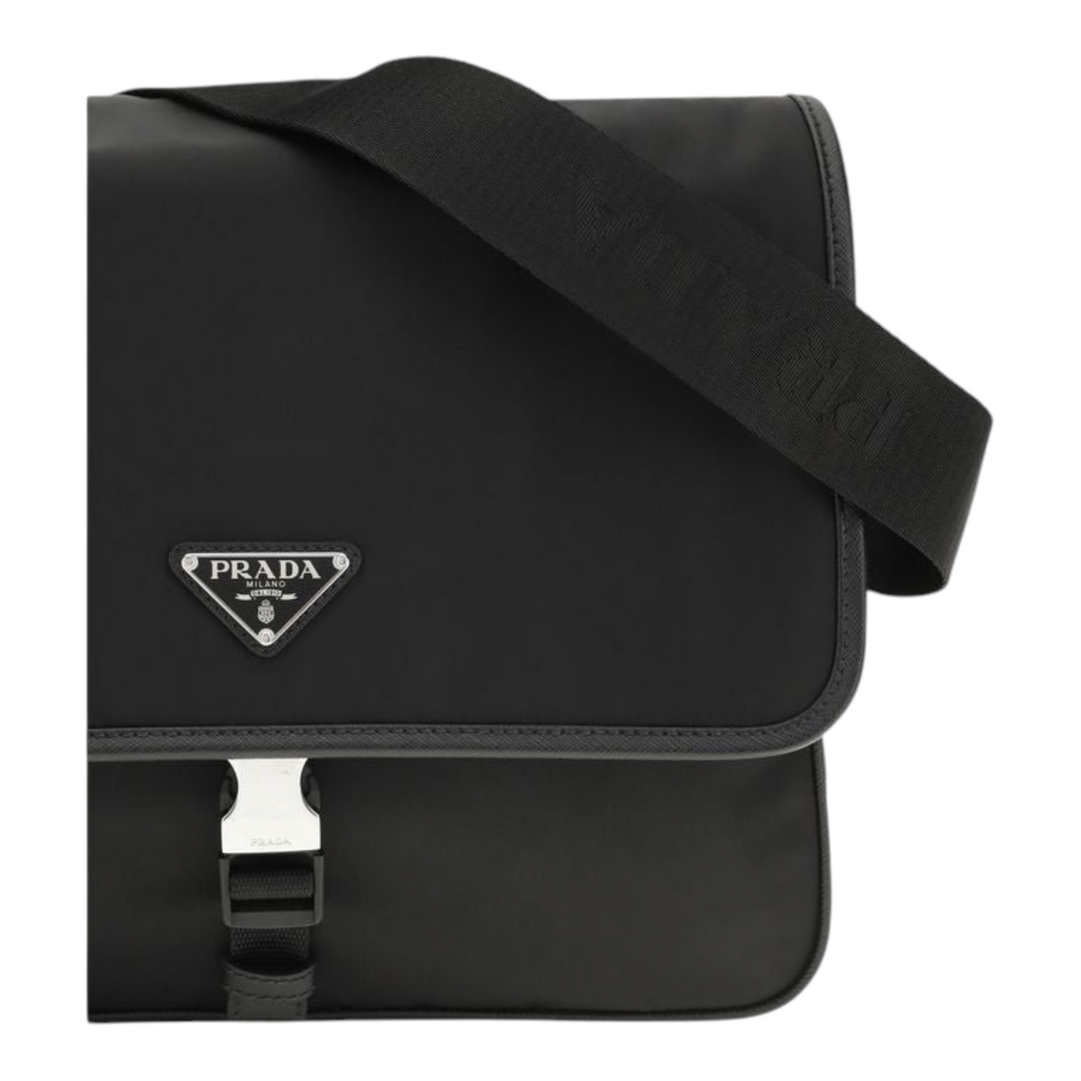 Bolso de hombro XT & Co Prada en Re-Nylon negro con detalles de piel Saffiano y logo triangular esmaltado