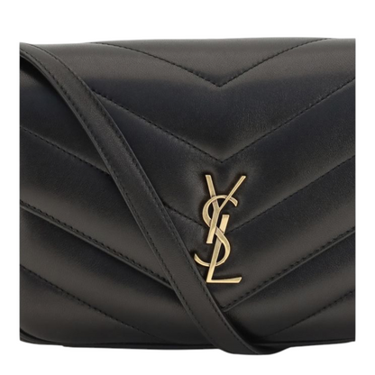 Saint Laurent Loulou Cassandre Toy Bolso de Hombro Negro Piel