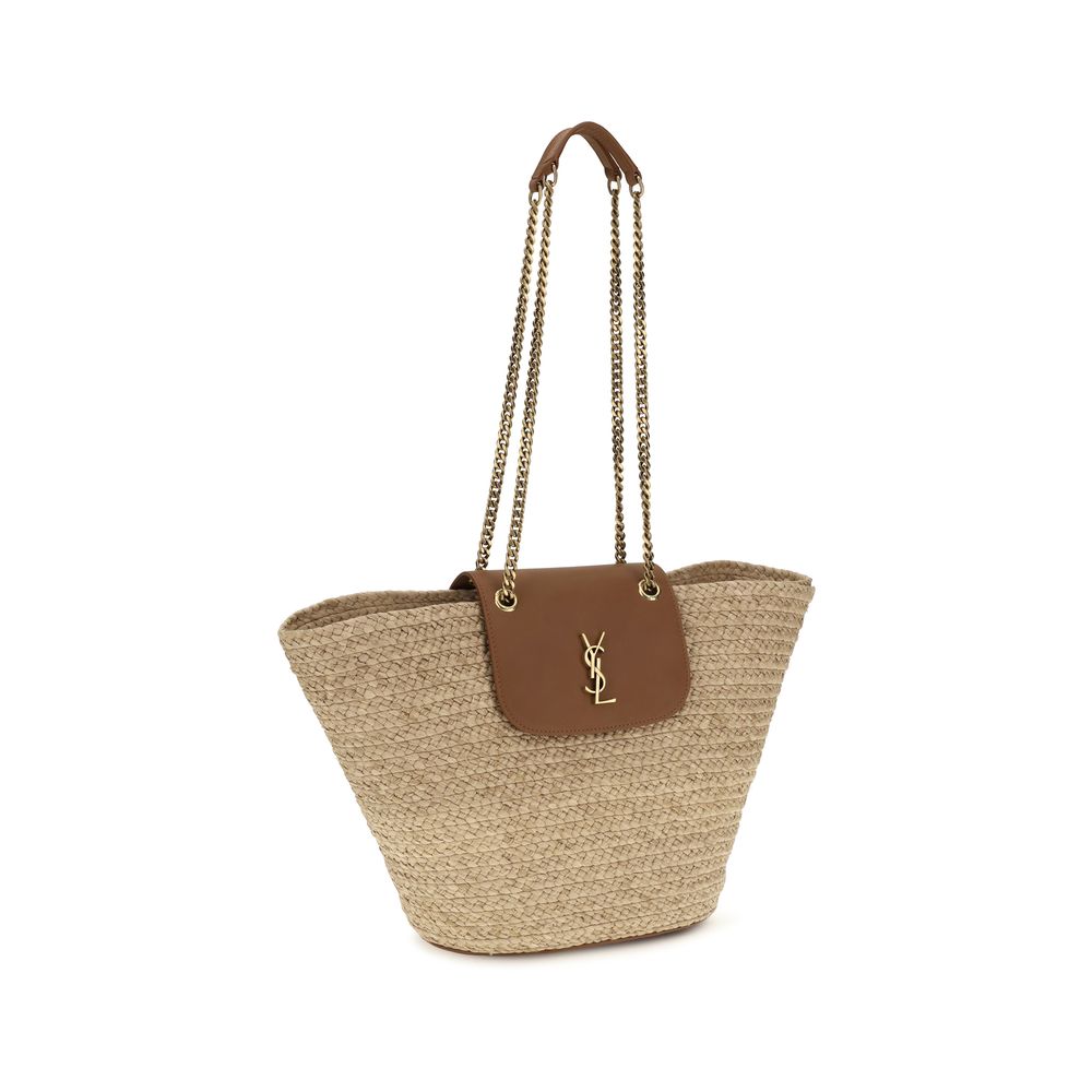 Saint Laurent Beige Manon Raffia Shoulder Bag