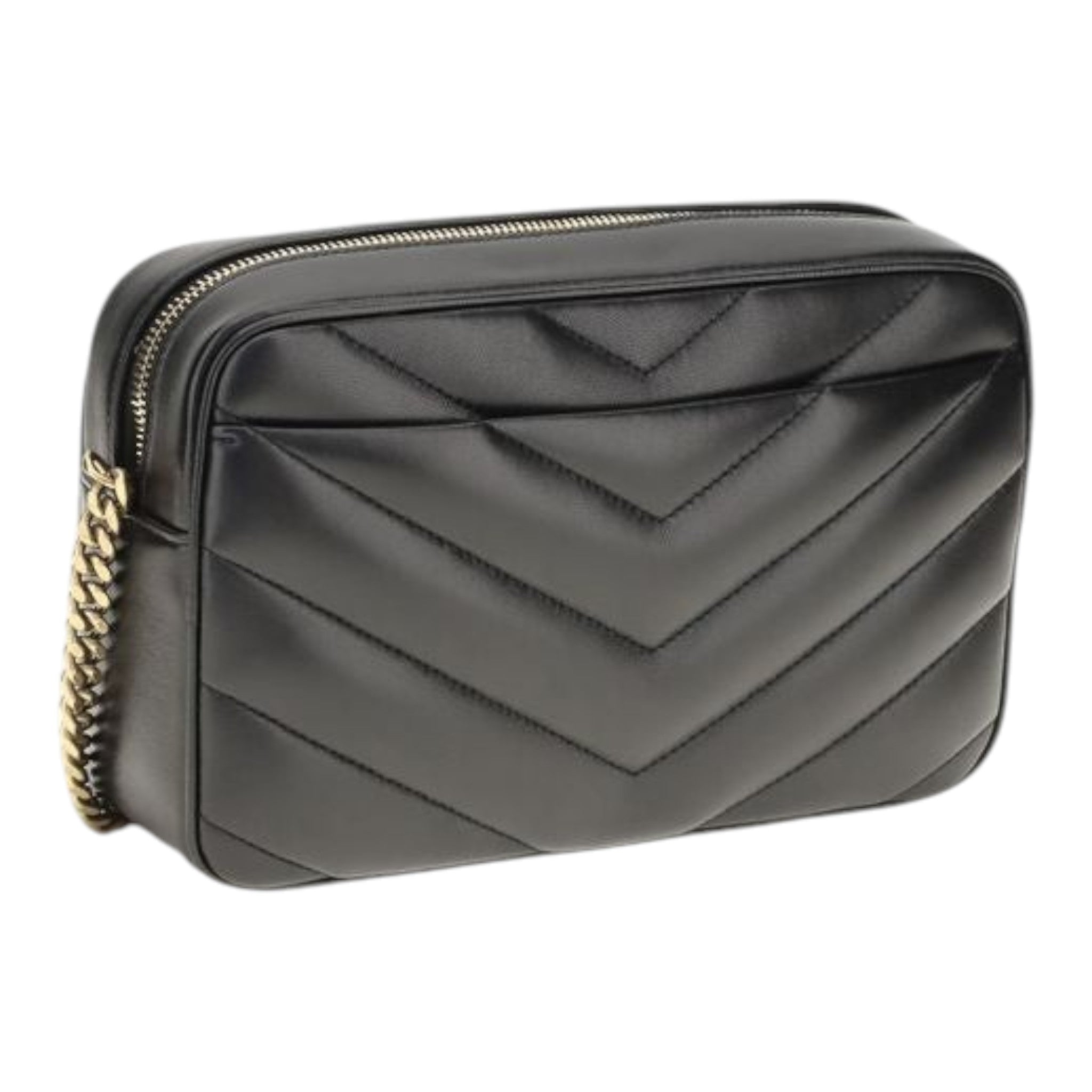 Saint Laurent Black  LouLou Matelassé Crossbody Bag
