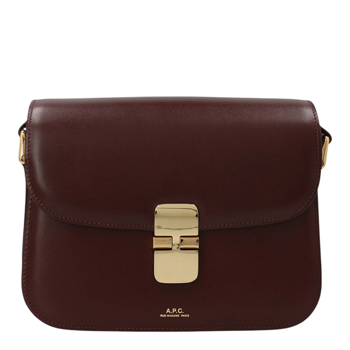 Bolso bandolera pequeño Grace de XT & Co en piel de vacuno color burdeos con cierre de broche dorado