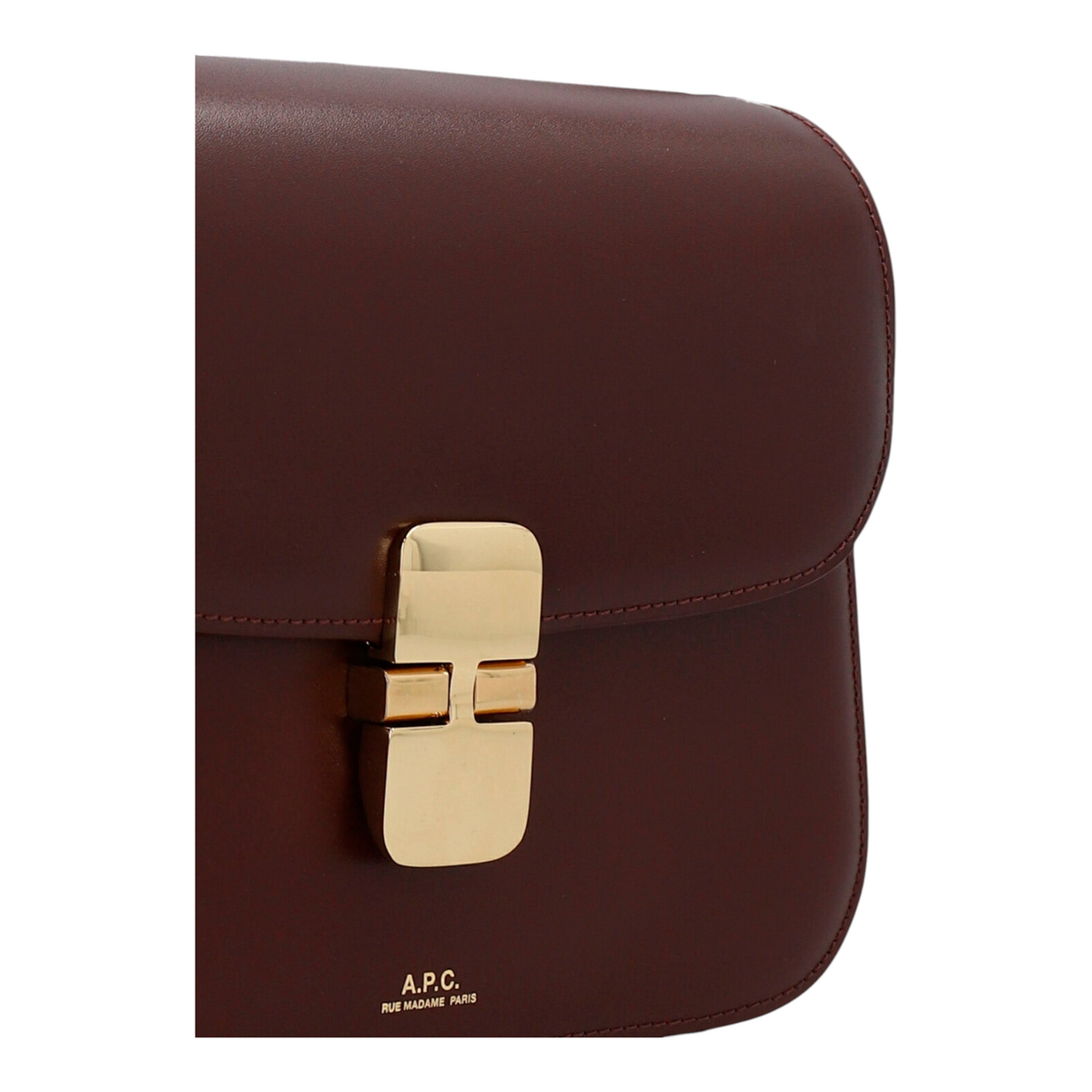 Bolso bandolera pequeño Grace de XT & Co en piel de vaca color burdeos con cierre metálico dorado