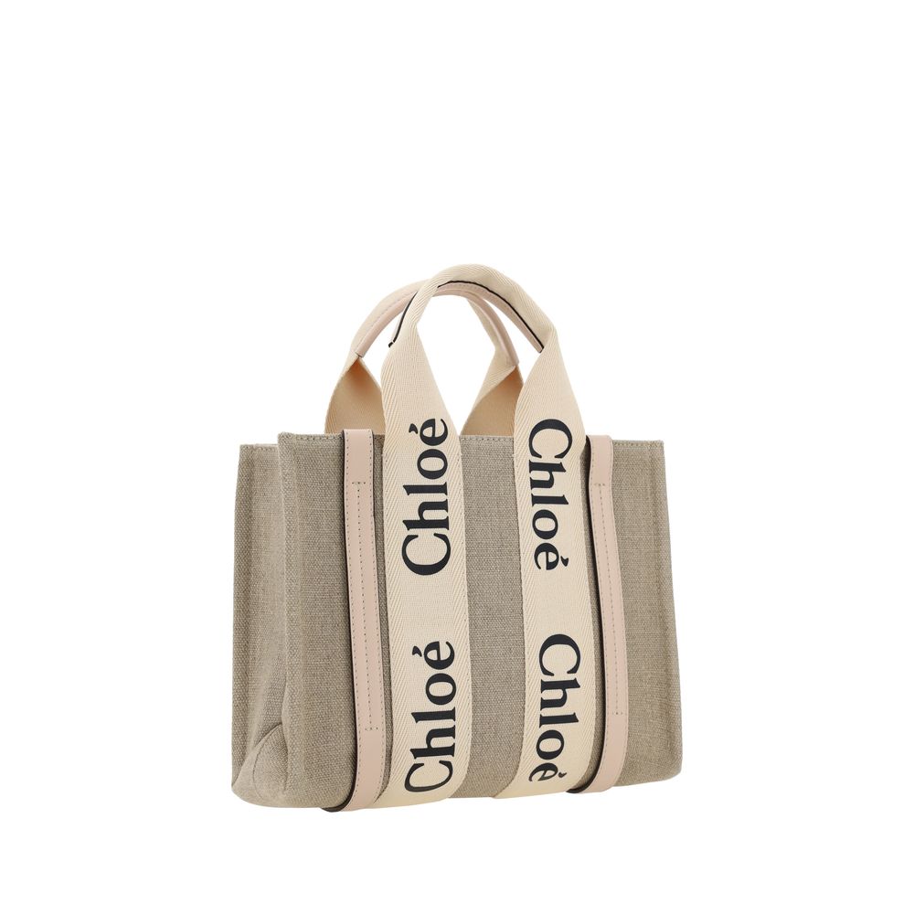 Chloé Brown  Woody Canvas Tote Bag