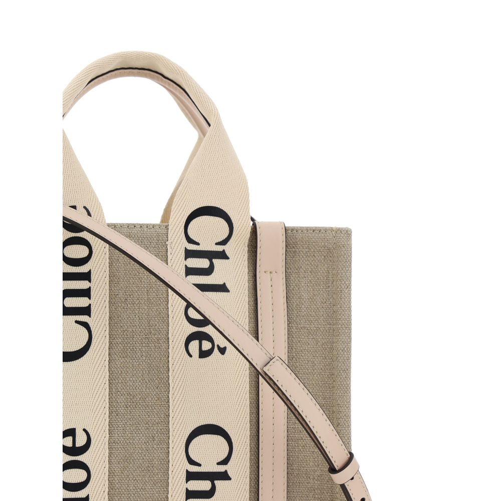Chloé Brown  Woody Canvas Tote Bag