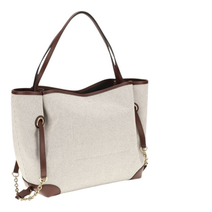 Chloé Clover Tote Bag Beige White Cotton Canvas