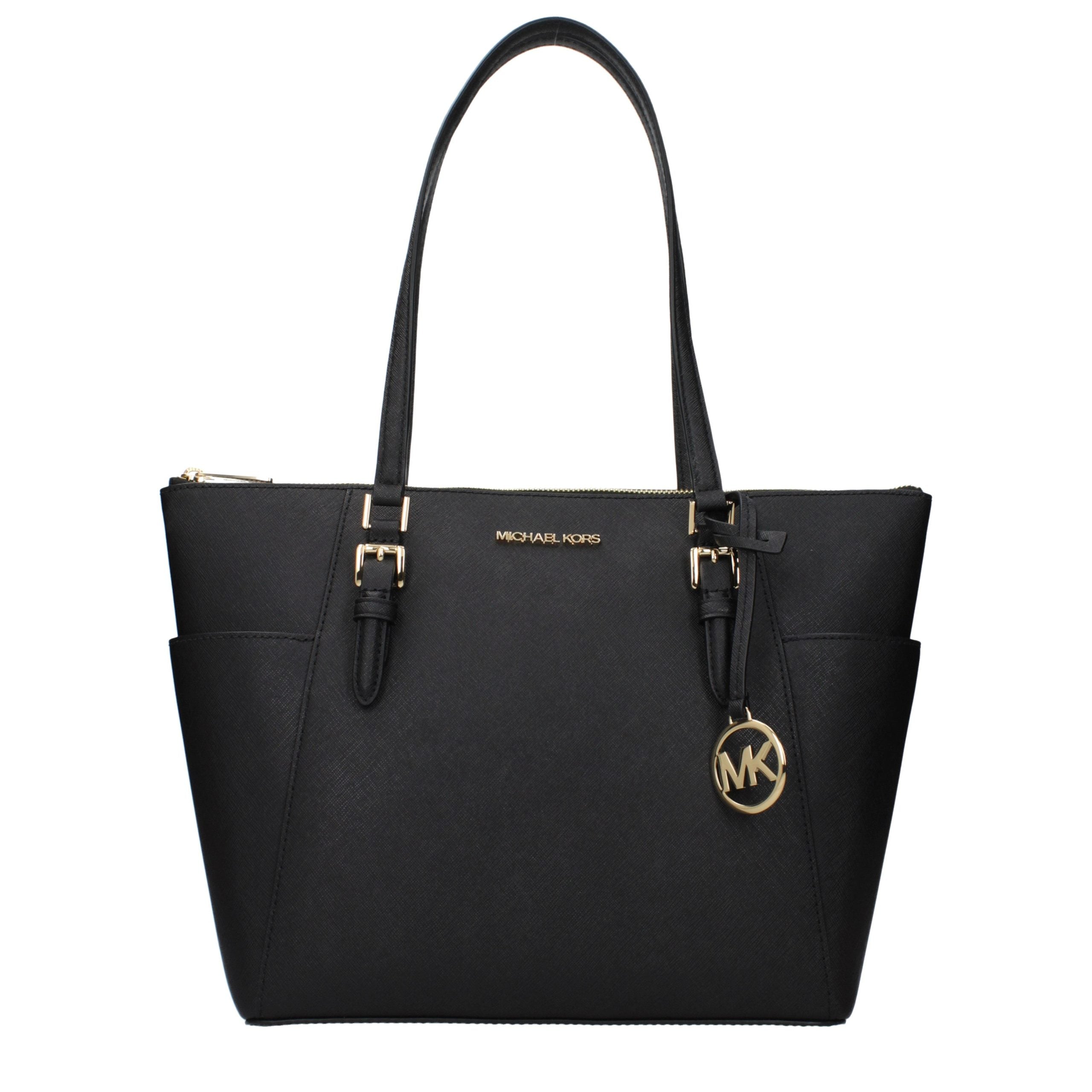 Michael Kors Black Charlotte Large Saffiano Leather Top-Zip Tote Bag