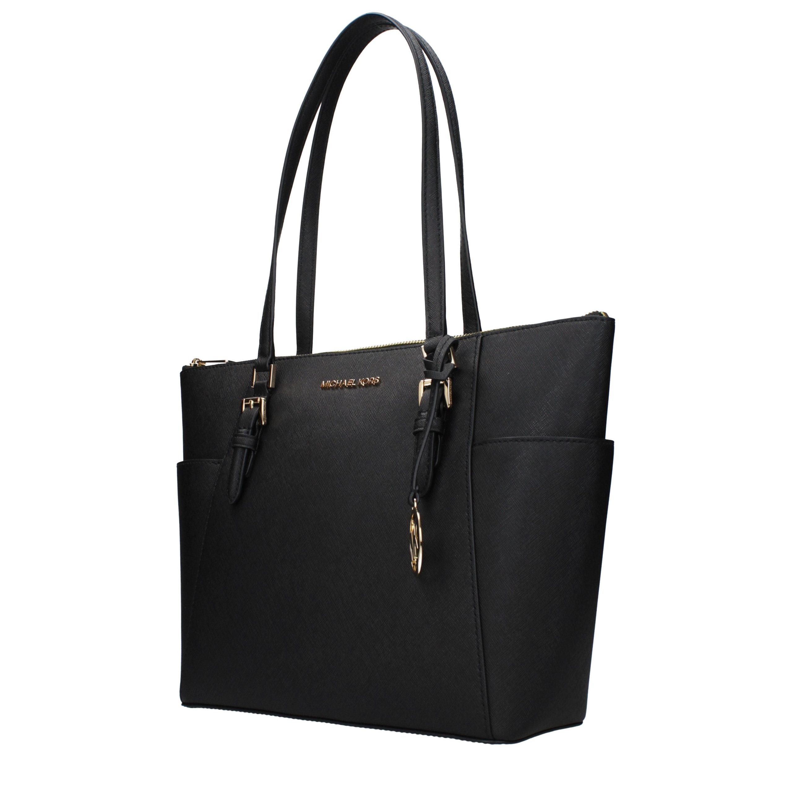 Michael Kors Black Charlotte Large Saffiano Leather Top-Zip Tote Bag