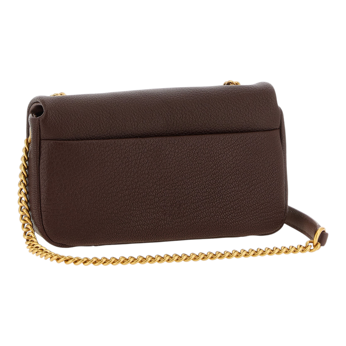 Bolso de hombro XT & Co PINKO en piel de cordero marrón con acabado martillado y correa de cadena dorada