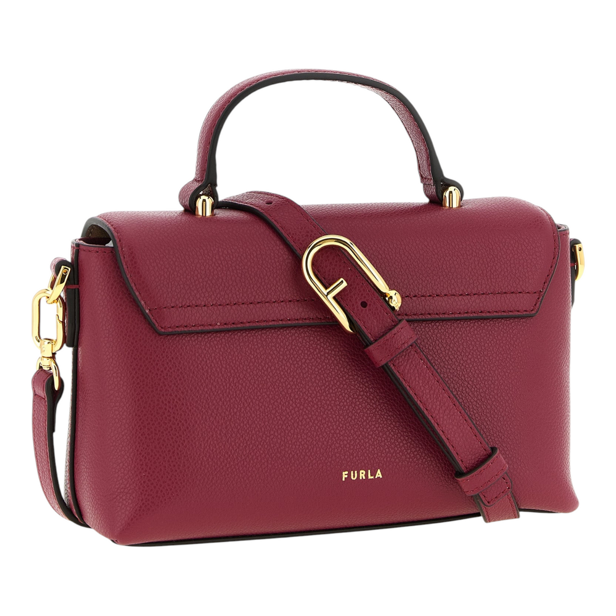 Bolso de mano Furla Moonlight en piel de becerro color burdeos con cierre magnético dorado de XT & Co
