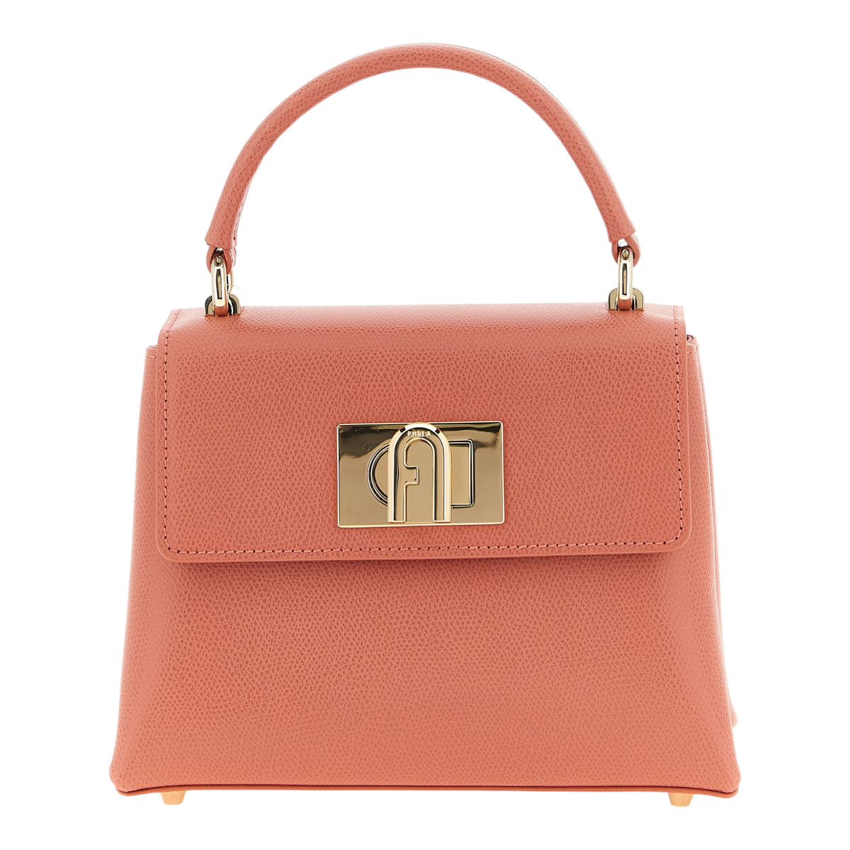 Bolso de mano Furla 1927 de XT & Co en piel de becerro rosa con cierre giratorio dorado y asa superior rígida