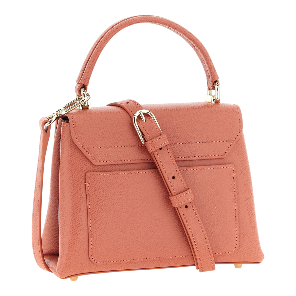 Bolso mini Furla 1927 de XT & Co en piel de becerro rosa con asa superior, correa ajustable y bolsillo trasero